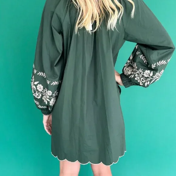 Adorable Womens Mable Floral Embroidered Boho Peasant Mini Dress Sz Lg MSRP $174 - Picture 5 of 10